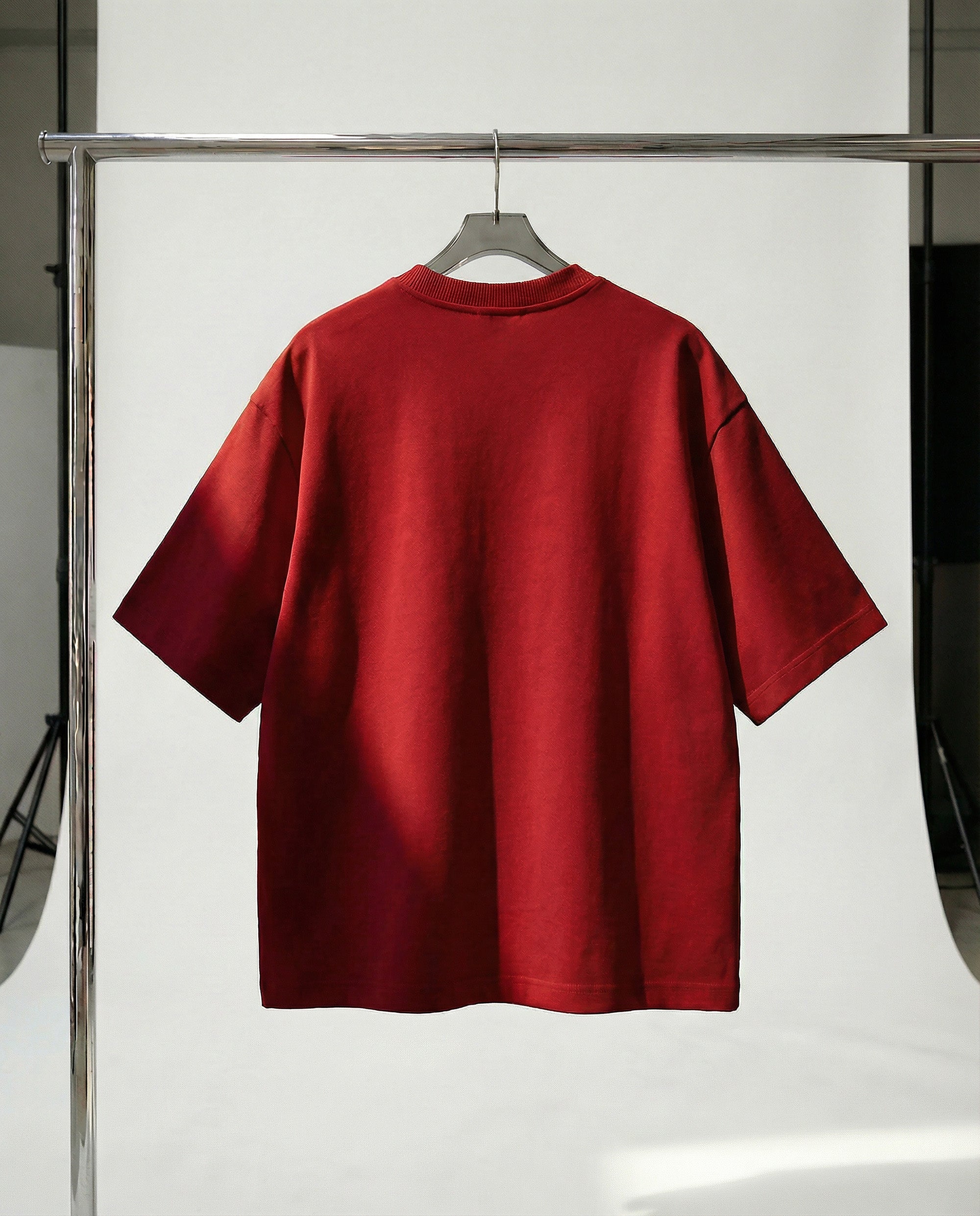 PURE FORM Red Boxy Fit Oversized T-Shirt [UNISEX]
