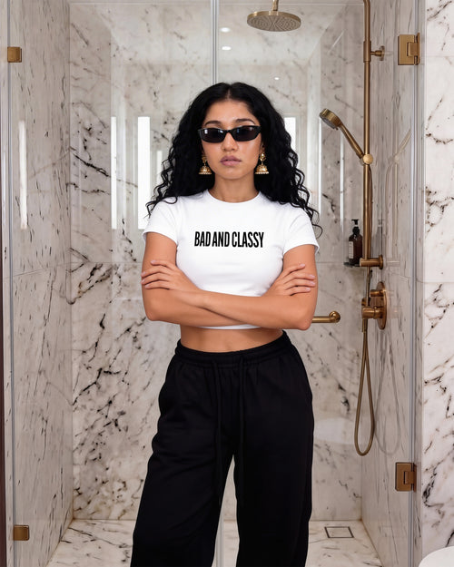 Bad And Classy White Crop Tee