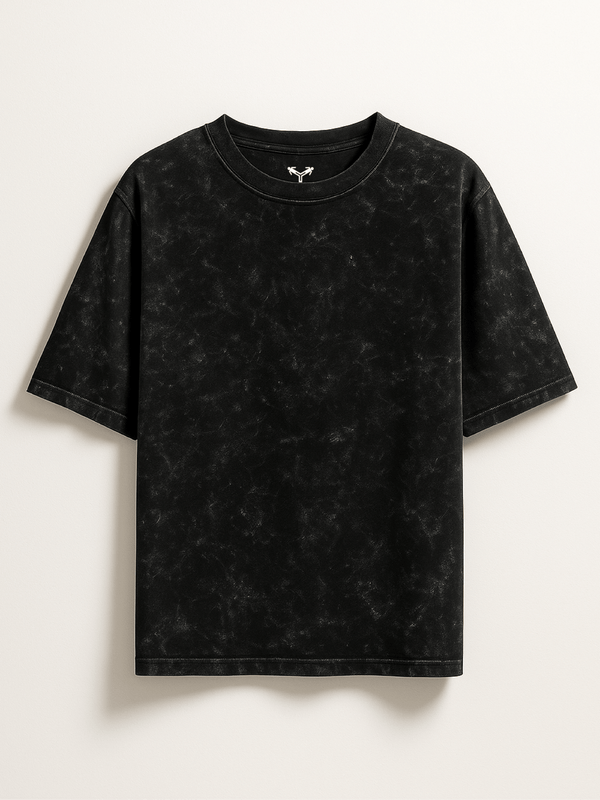 FadeTech Elite Tee – Black Mineral Wash | 240 GSM Oversized Fit from FKAHUMANS | Premium Streetwear