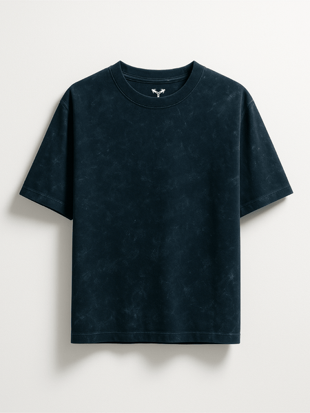 FadeTech Elite Tee – Deep Sea Blue Mineral Wash | 240 GSM Oversized Fit from FKAHUMANS | Premium Streetwear