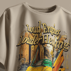 Loud Engines Louder Healing Boxy Fit Oversized T-Shirt [UNISEX] from FKAHUMANS | Premium Streetwear