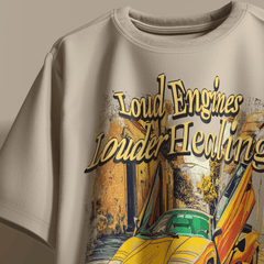 Loud Engines Louder Healing Boxy Fit Oversized T-Shirt [UNISEX] from FKAHUMANS | Premium Streetwear